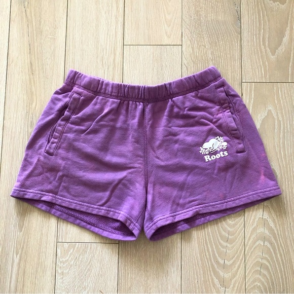 Roots Logo Sweat Shorts in Purple Size XS - Picture 1 of 10